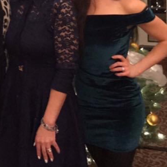 Urban Outfitters Velvet Off-Shoulder Mini Dress - Picture 3 of 3